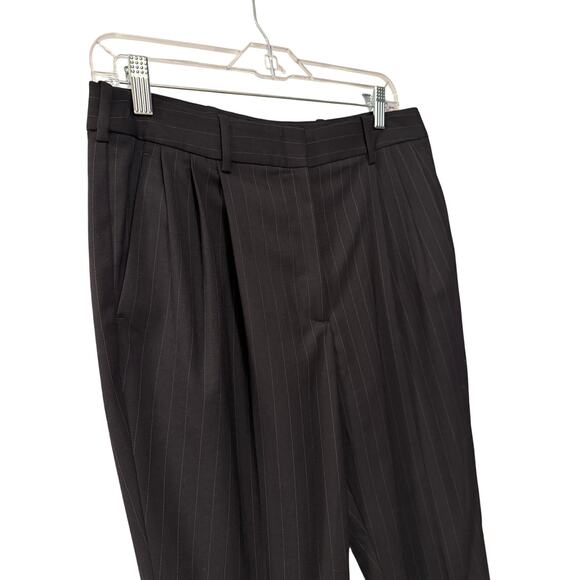 Nili Lotan 8 Virgin Wool $575 Pinstripe Montana Dress Pants Pleated Cropped NWT - Picture 8 of 11